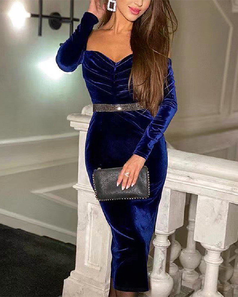 Allie Midi Dress-Blue