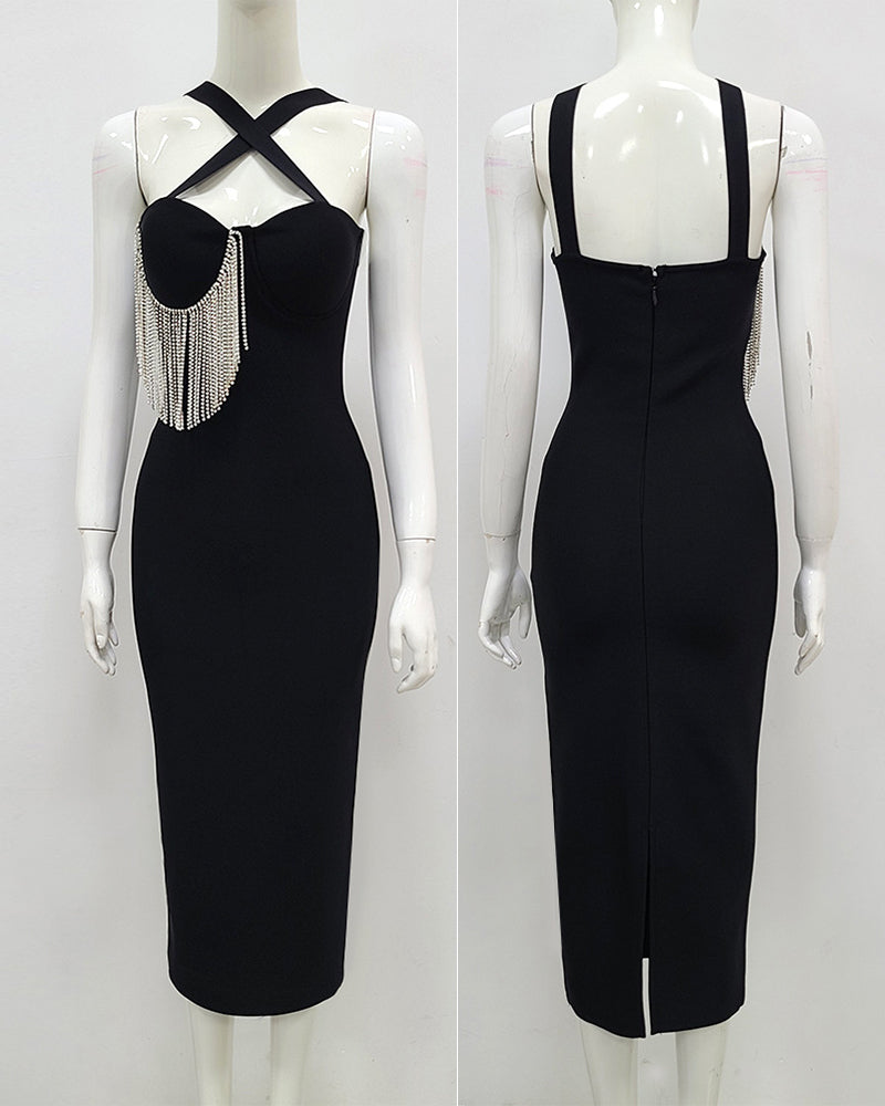 Alexandria Midi Dress-Black