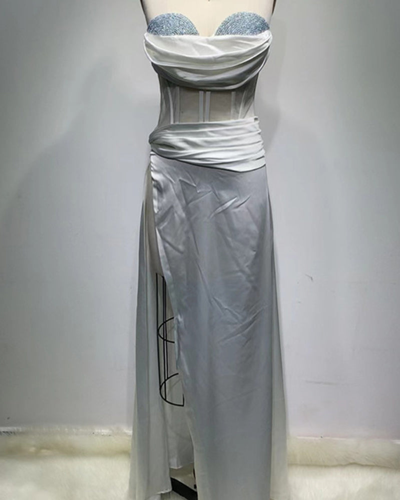 Katherine Maxi Dress-Silver