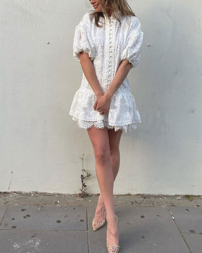 casey mini dress Casey Floral Print Ruffled Mini Dress PINK / M