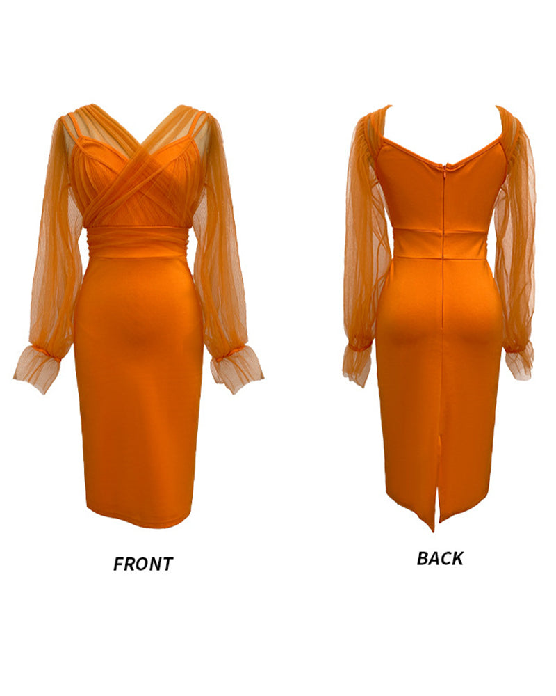 Diana Midi Dress-Orange