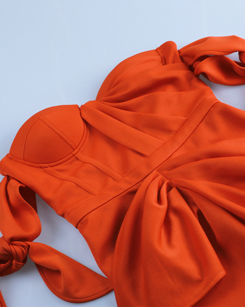 Nylah Midi Dress-Orange