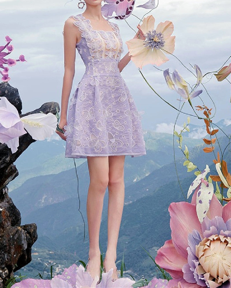 Elaine Mini Dress-Purple