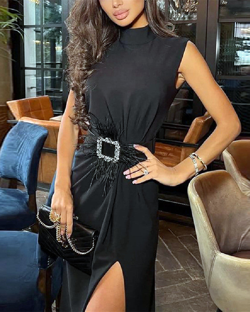 Viviana Midi Dress-Black
