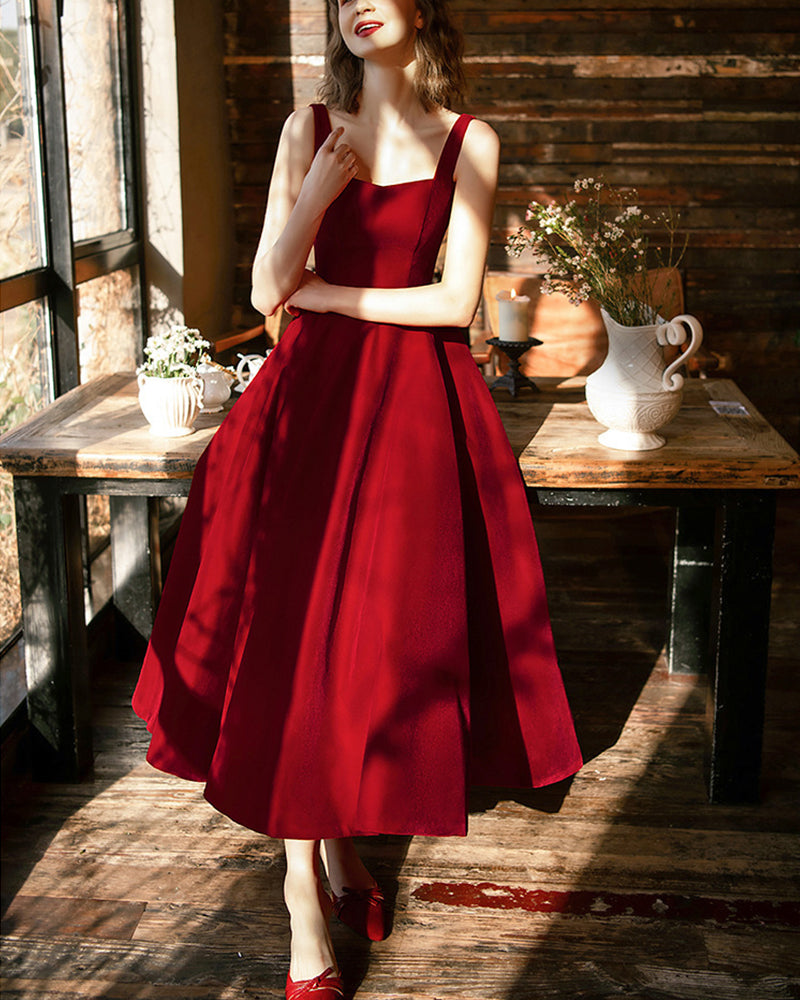 Keira Midi Dress-Red