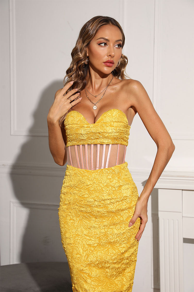Emily Midi Dress-Yellow