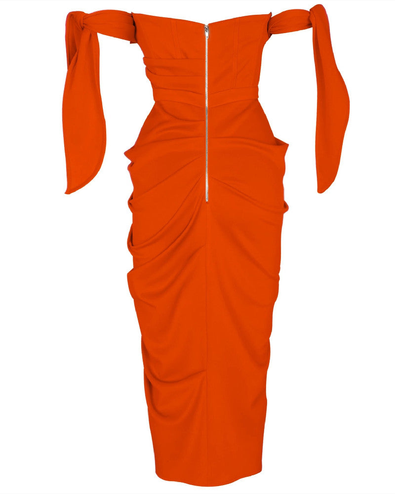 Nylah Midi Dress-Orange